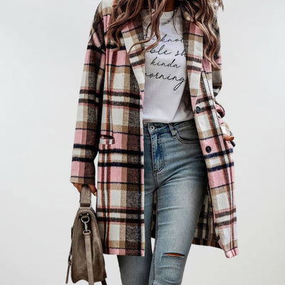 Clovewick | Cosy Checked Button Coat