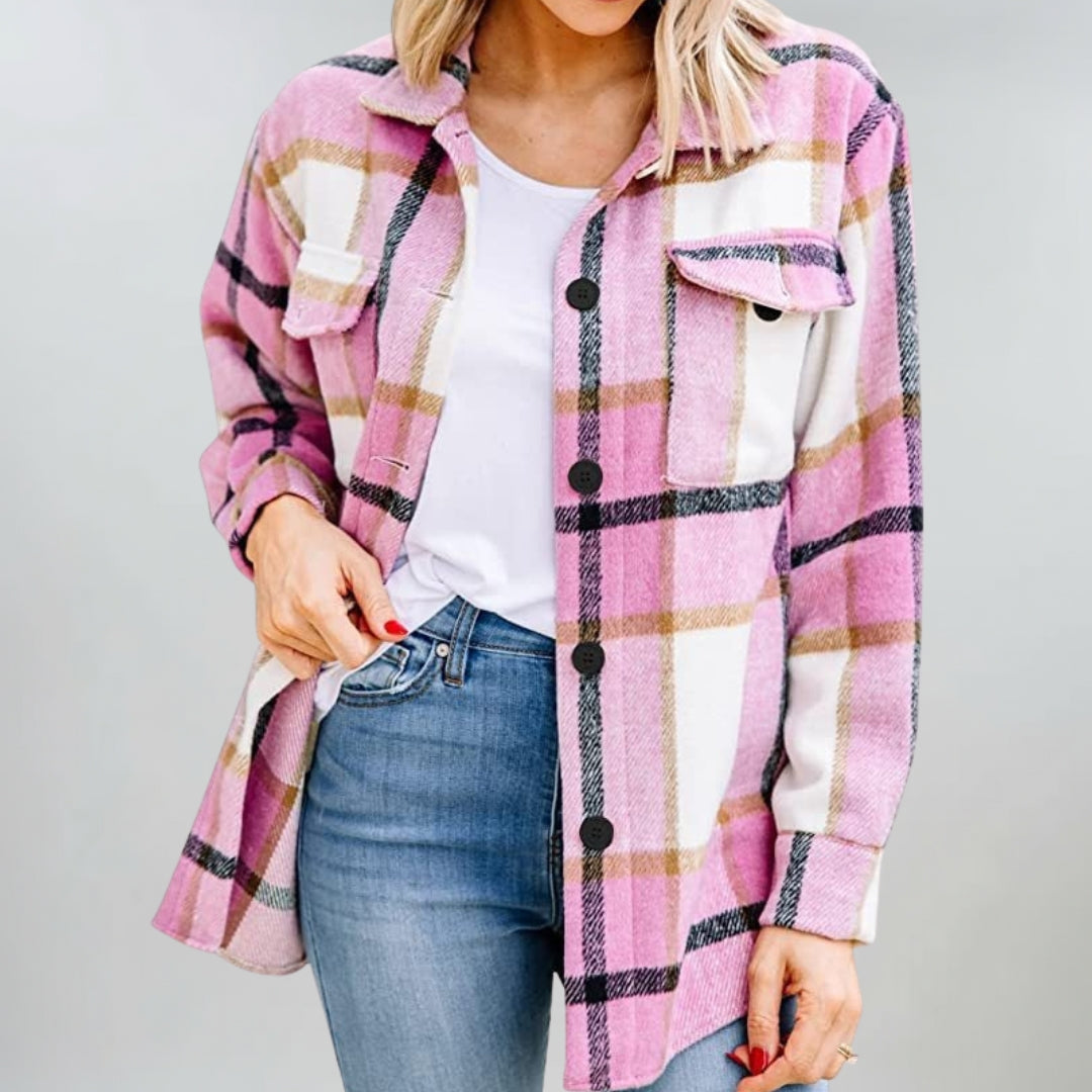 Wexmere | Cosy Checked Button Jacket