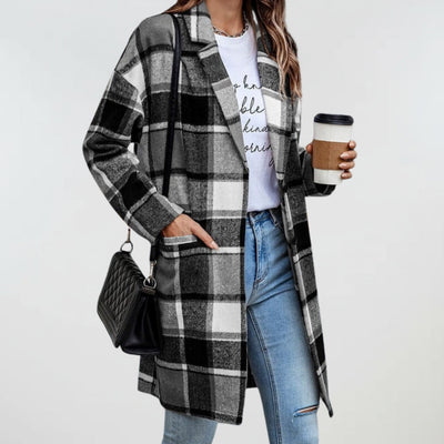 Clovewick | Cosy Checked Button Coat
