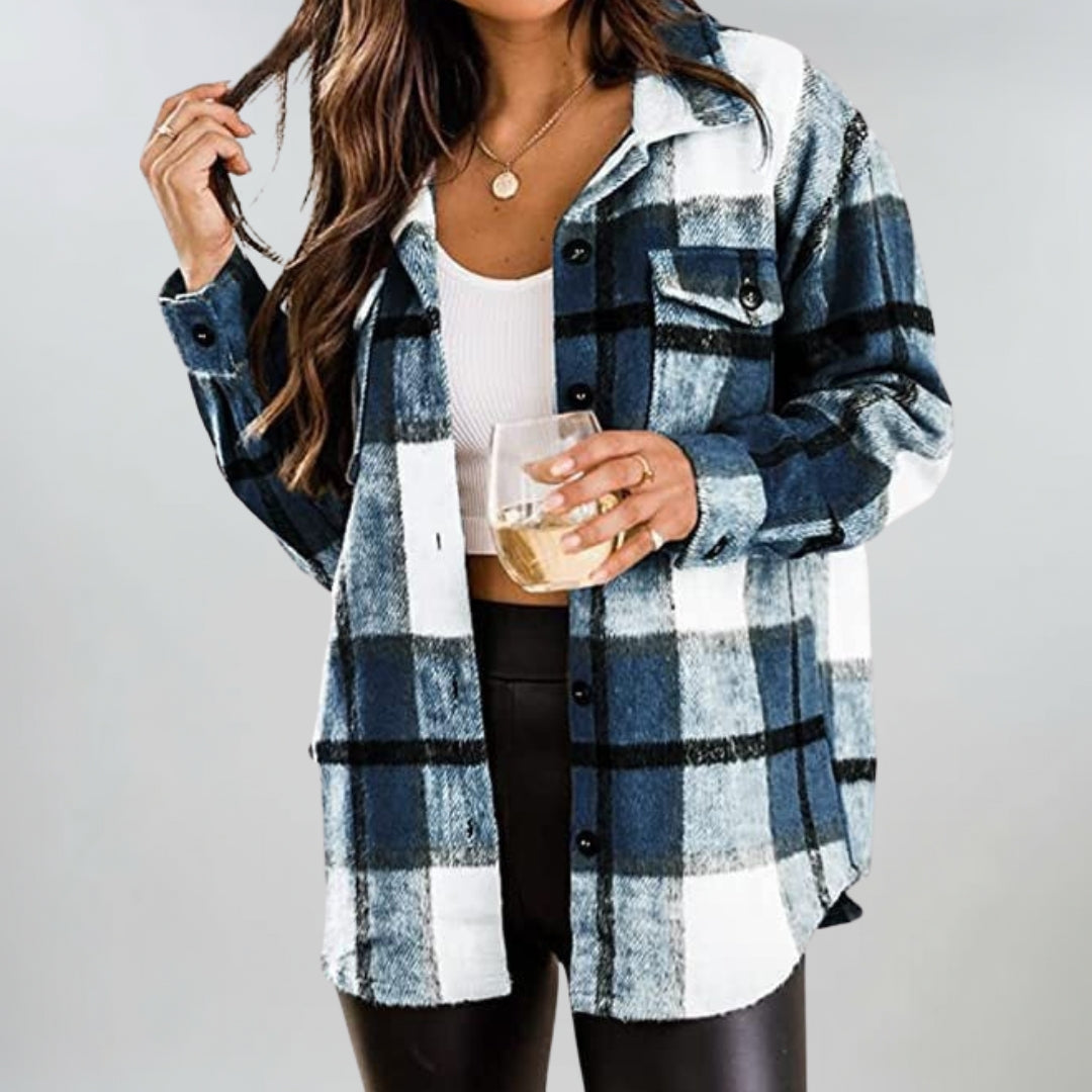 Wexmere | Cosy Checked Button Jacket