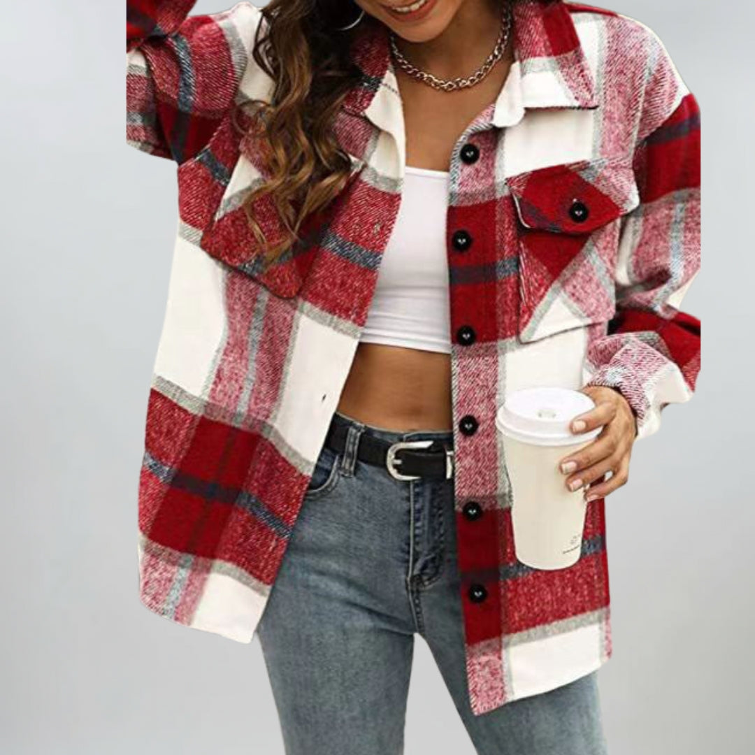 Wexmere | Cosy Checked Button Jacket